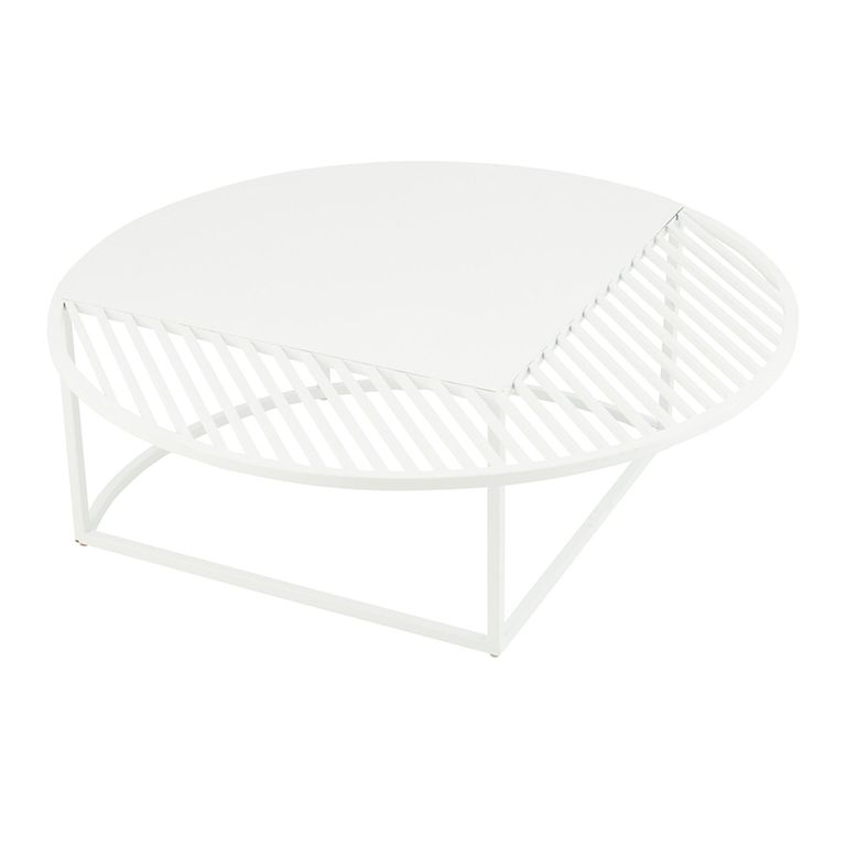 Outdoor Coffee Table - Round - White - Metal