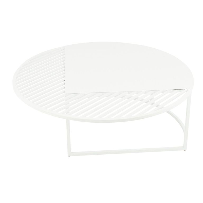 Outdoor Coffee Table - Round - White - Metal
