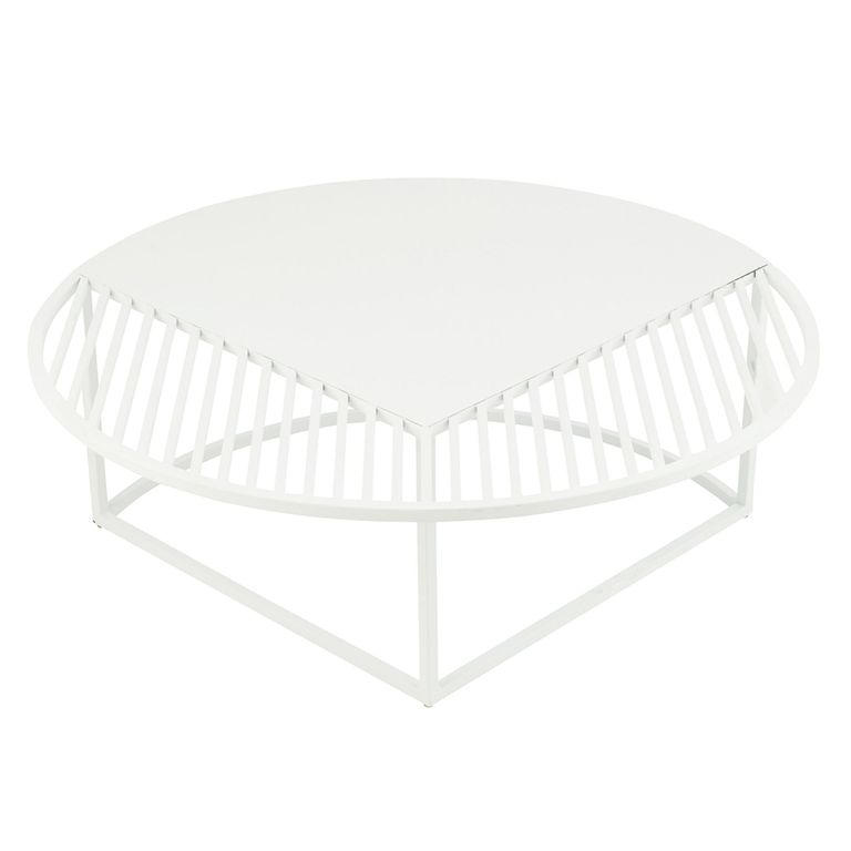 Outdoor Coffee Table - Round - White - Metal