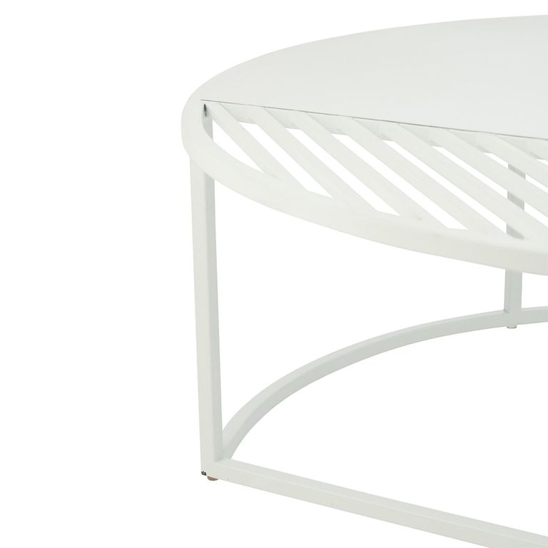 Outdoor Coffee Table - Round - White - Metal