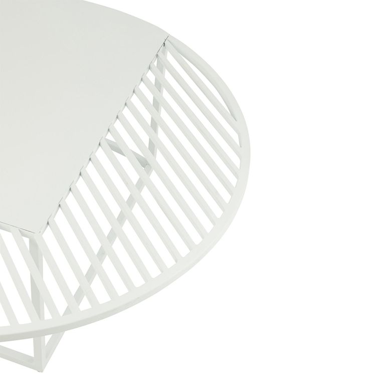 Outdoor Coffee Table - Round - White - Metal