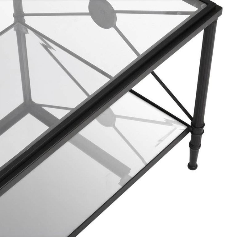 Axis Coffee Table - Clear Glass with Black Metal