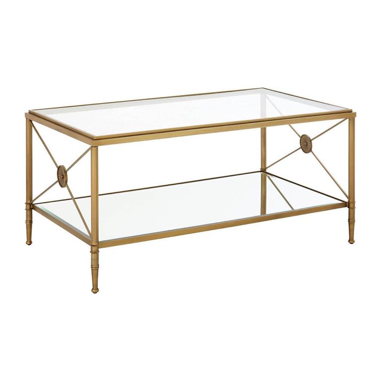 Axis Coffee Table - Clear Glass with Gold Metal