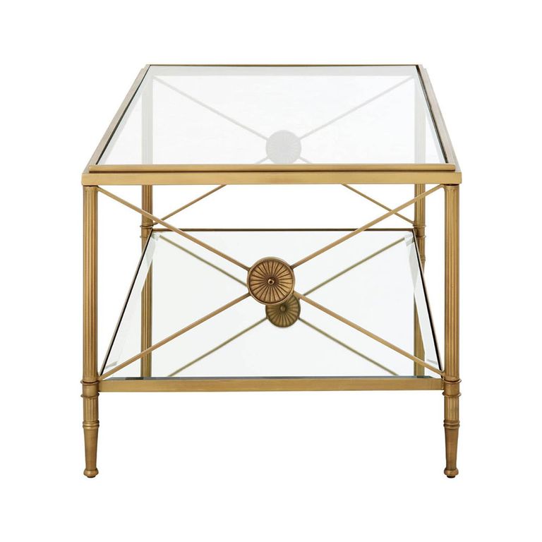 Axis Coffee Table - Clear Glass with Gold Metal