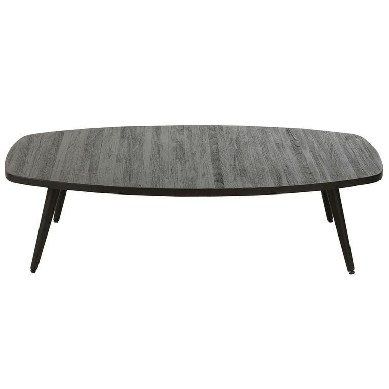 Coffee Table - Black - Small - Low - Recycled Teak Wood and Metal