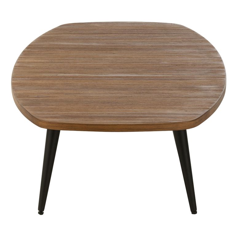 Coffee Table - Natural and Black - Small - Low - Recycled Teak Wood and Metal