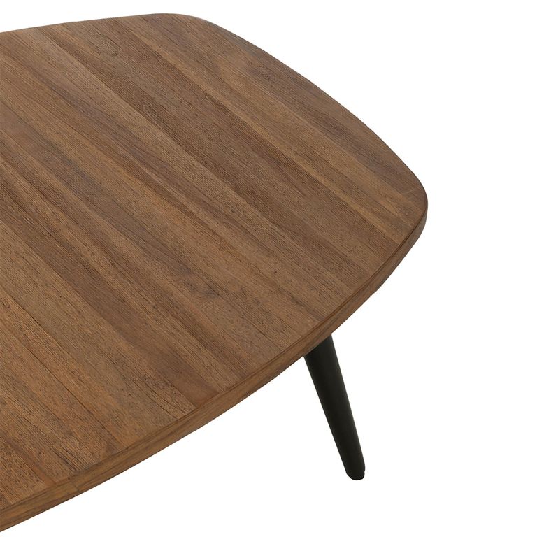 Coffee Table - Natural and Black - Small - Low - Recycled Teak Wood and Metal