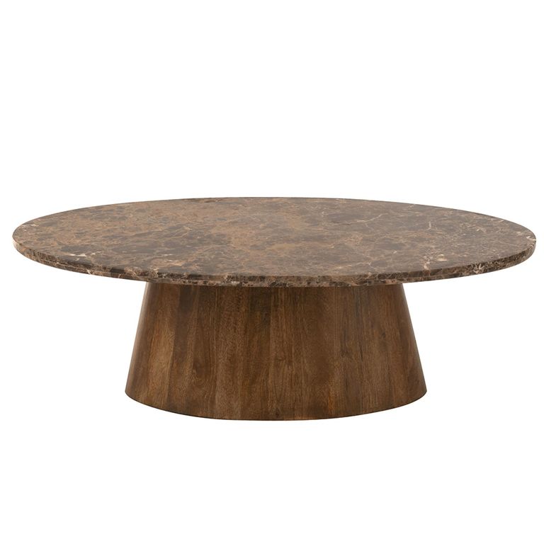 Coffee Table - Oval - Large - Brown - Marble and Mango Wood