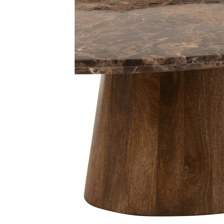 Coffee Table - Oval - Large - Brown - Marble and Mango Wood