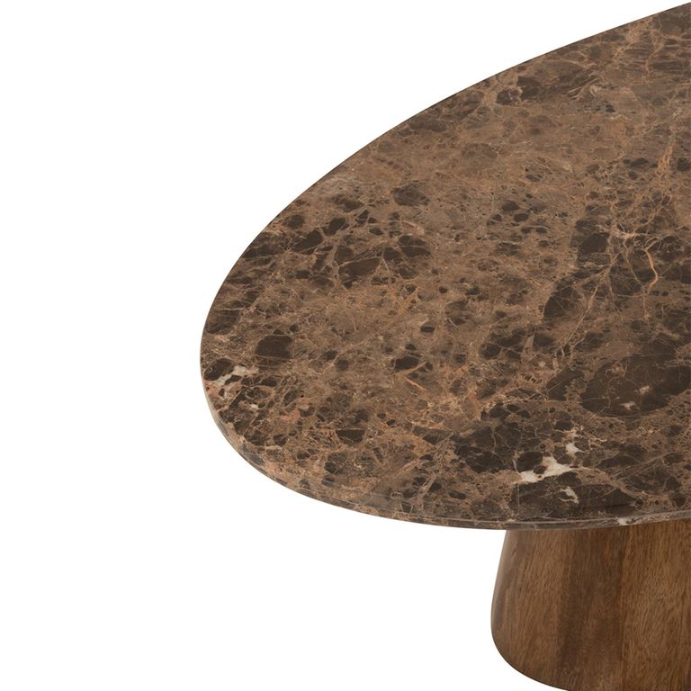 Coffee Table - Oval - Large - Brown - Marble and Mango Wood