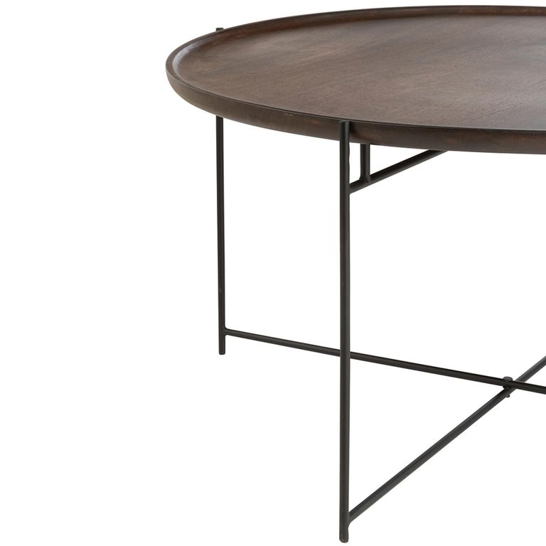 Coffee Table - Round - Brown and Black - Mango Wood and Metal