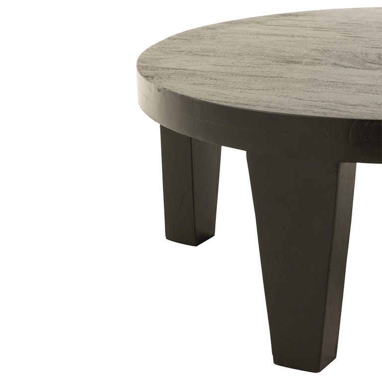Coffee Table - Round - Small - Low - Black - Mango Wood