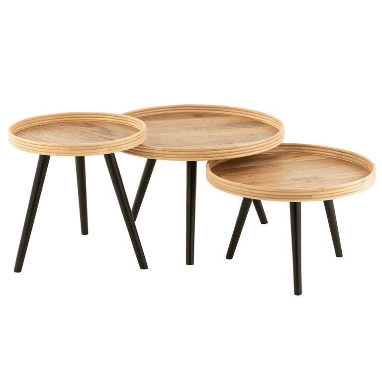 Coffee Table - Round - 3 Tier - Natural - Mango Wood