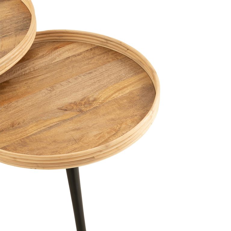 Coffee Table - Round - 3 Tier - Natural - Mango Wood
