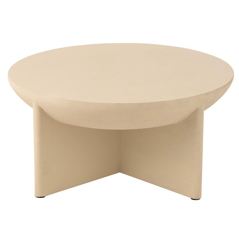 Halfy Coffee Table - Round - Large - Beige - Mango Wood