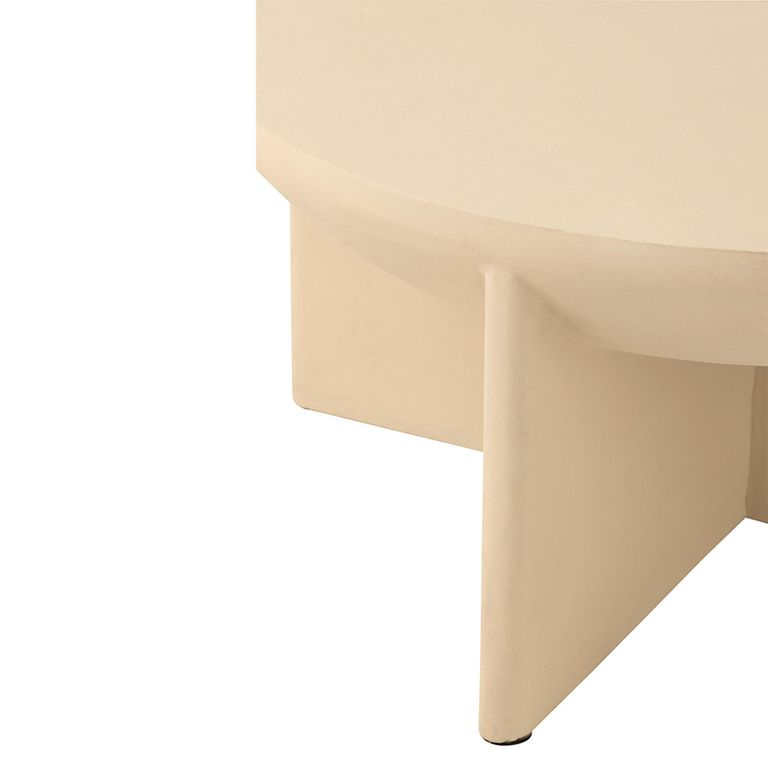 Halfy Coffee Table - Round - Large - Beige - Mango Wood
