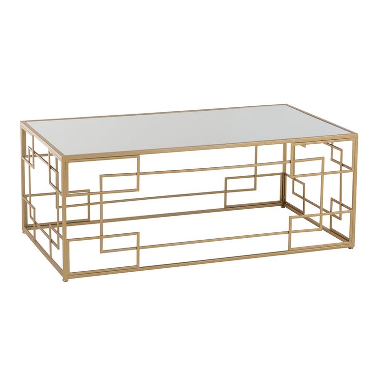 Lines Coffee Table - Narrow - Cage Base - Gold - Mirrored and Metal