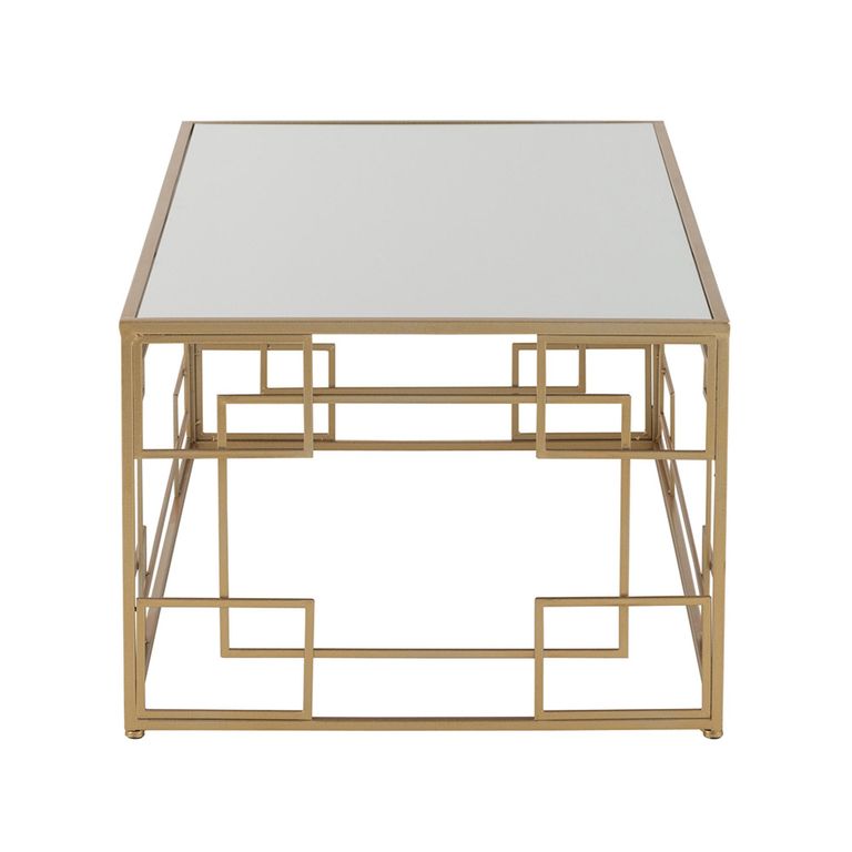 Lines Coffee Table - Narrow - Cage Base - Gold - Mirrored and Metal