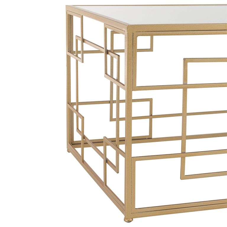 Lines Coffee Table - Narrow - Cage Base - Gold - Mirrored and Metal