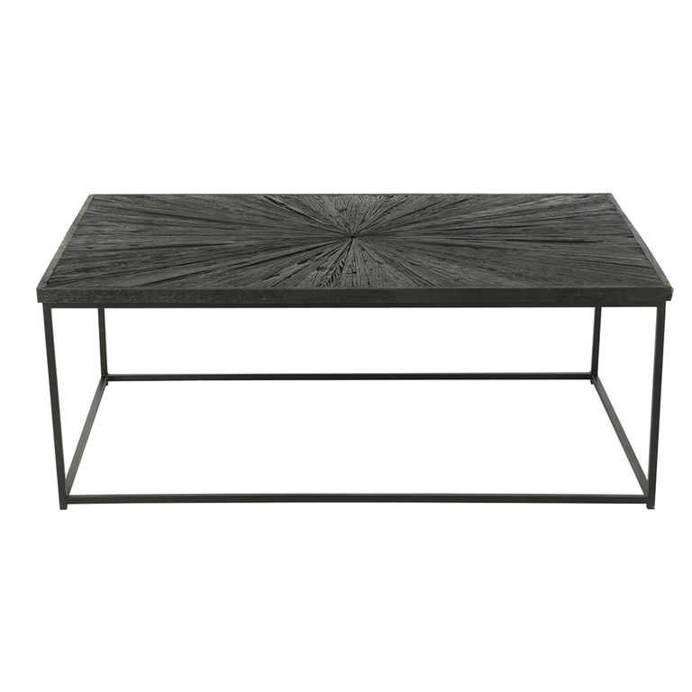 Shanil Coffee Table - Sunburst Design - Large - Black - Wood and Metal