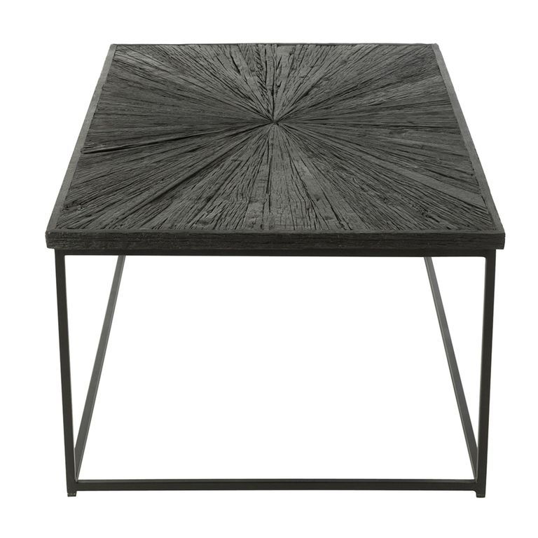 Shanil Coffee Table - Sunburst Design - Large - Black - Wood and Metal