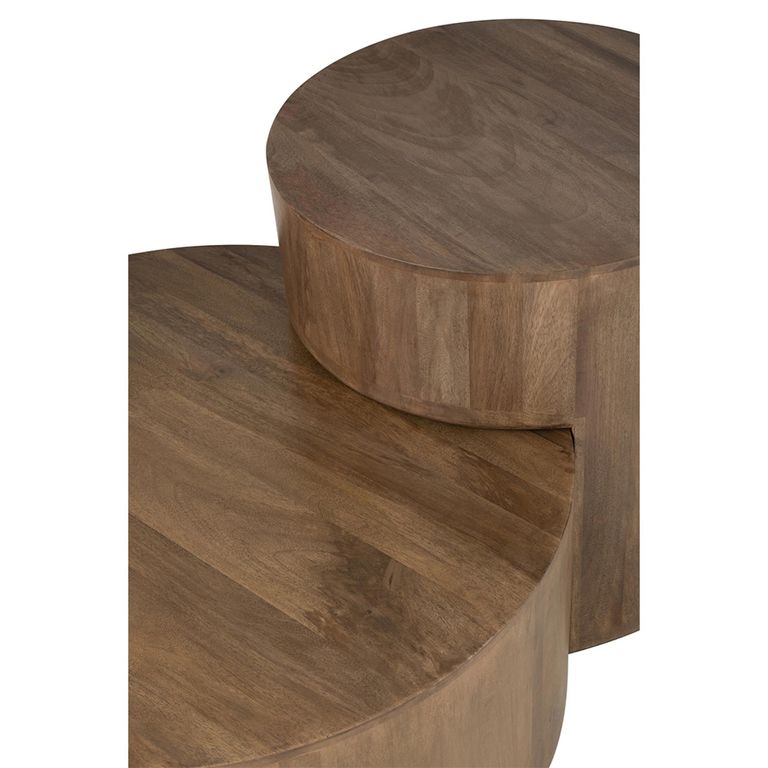 Toge Coffee Table - Round - 2 Tier - Brown - Mango Wood