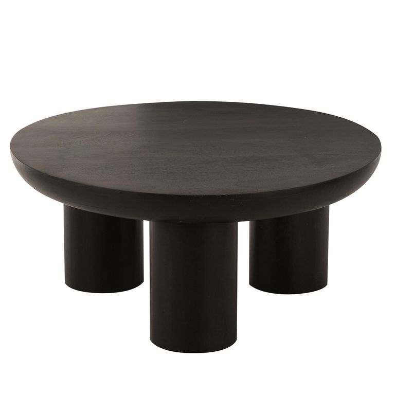 Trio Coffee Table - Round - Black - Mango Wood
