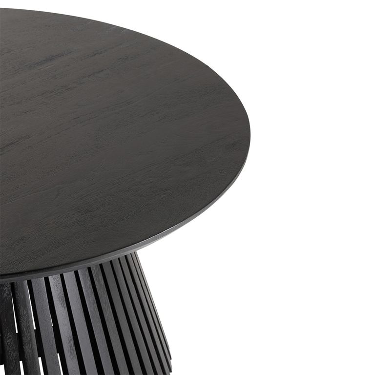 Vincent Coffee Table - Round - Slatted - Black - Mango Wood