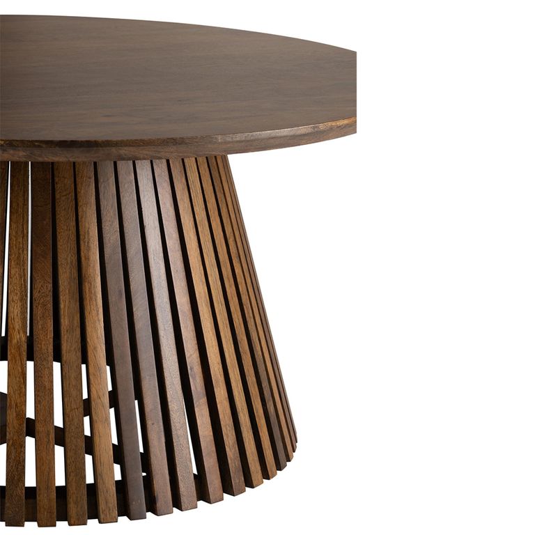 Vincent Coffee Table - Round - Slatted - Brown - Mango Wood