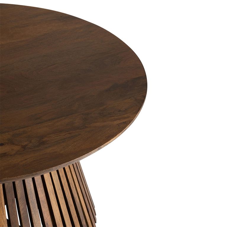 Vincent Coffee Table - Round - Slatted - Brown - Mango Wood