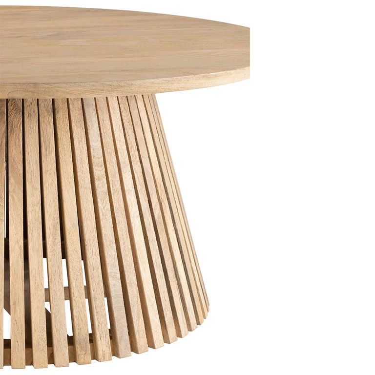 Vincent Coffee Table - Round - Slatted - Natural - Mango Wood