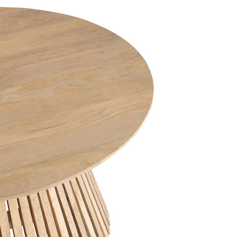 Vincent Coffee Table - Round - Slatted - Natural - Mango Wood
