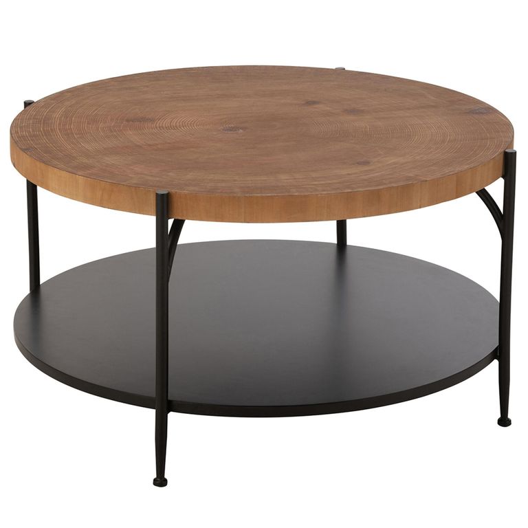 Voni Cofee Table - Round - Natural and Black - Wood and Metal