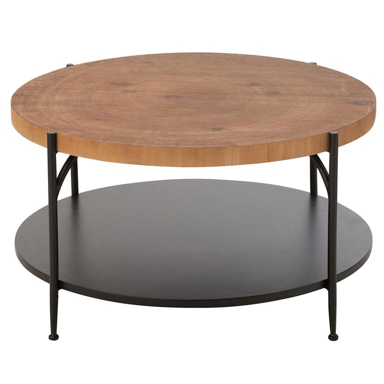 Voni Cofee Table - Round - Natural and Black - Wood and Metal