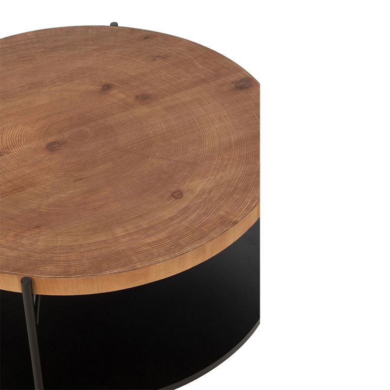 Voni Cofee Table - Round - Natural and Black - Wood and Metal