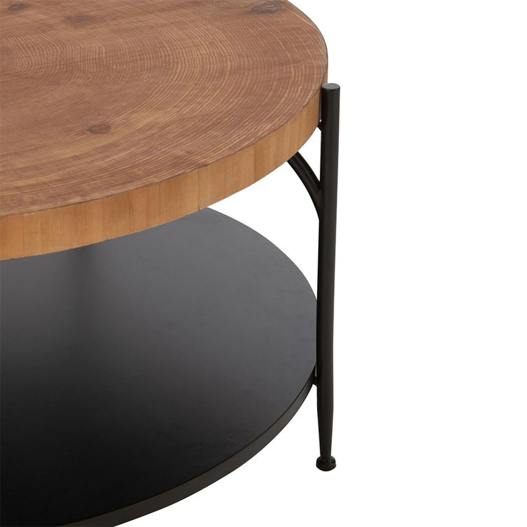 Voni Cofee Table - Round - Natural and Black - Wood and Metal