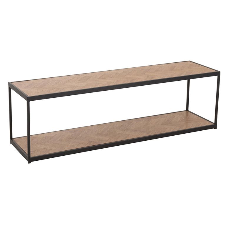 Zigzag Coffee Table - Narrow - Natural and Black - Wood and Metal