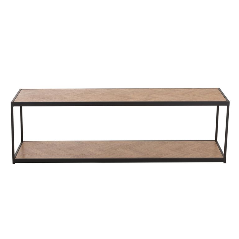 Zigzag Coffee Table - Narrow - Natural and Black - Wood and Metal