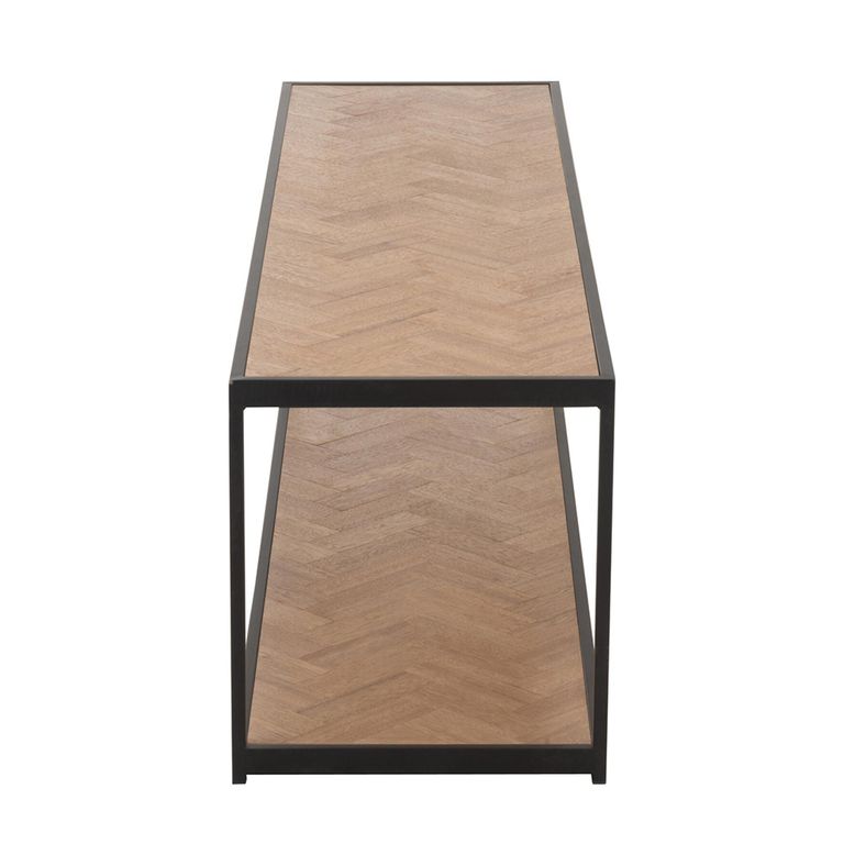 Zigzag Coffee Table - Narrow - Natural and Black - Wood and Metal