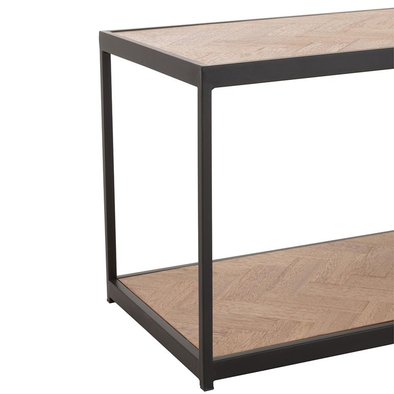 Zigzag Coffee Table - Narrow - Natural and Black - Wood and Metal