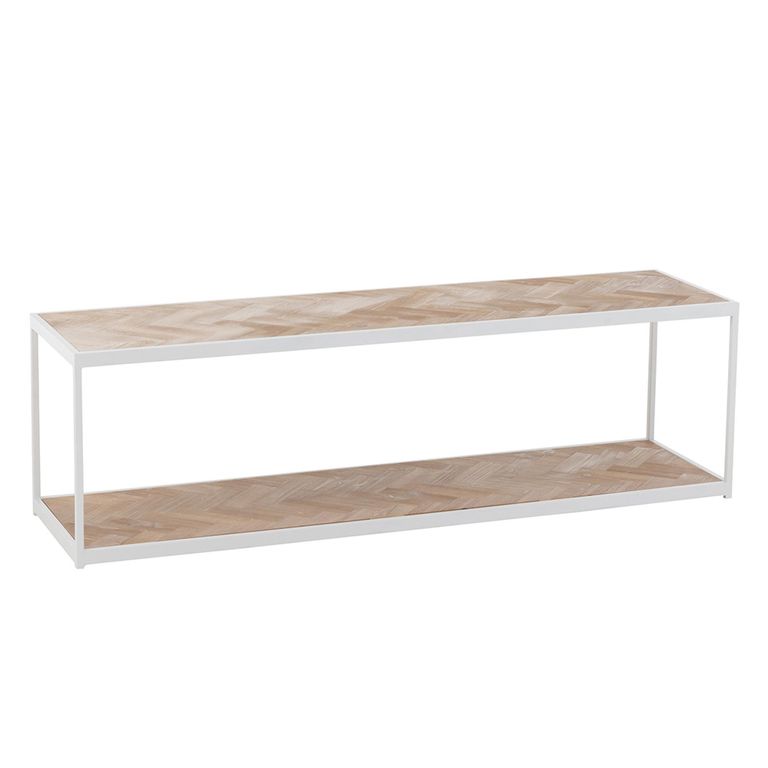 Zigzag Coffee Table - Narrow - Natural and White - Wood and Metal
