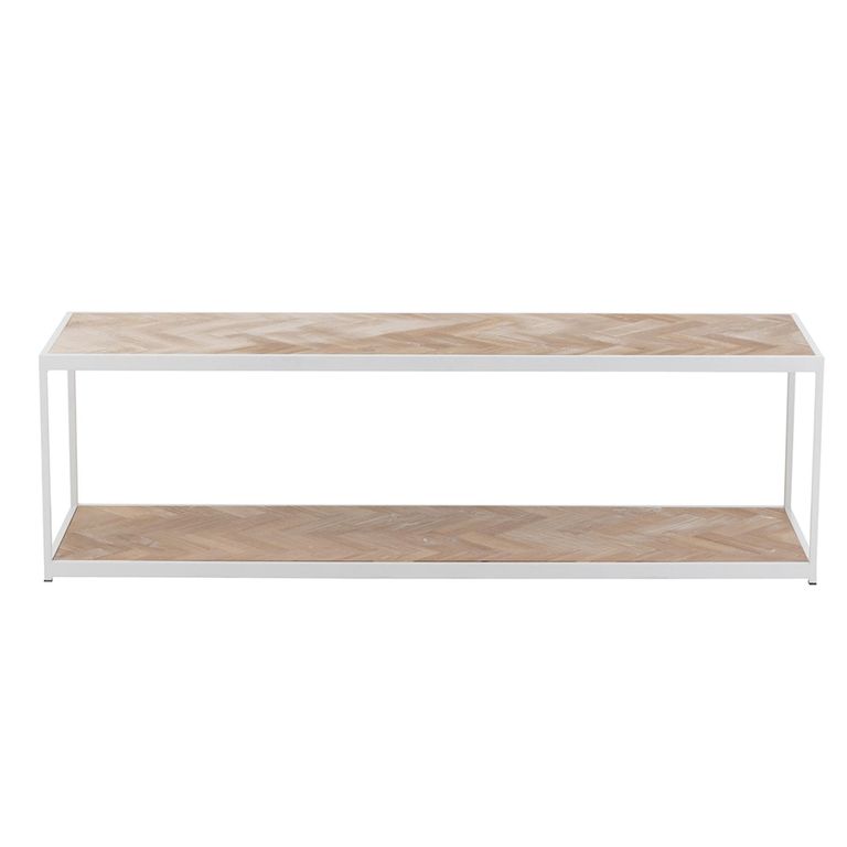 Zigzag Coffee Table - Narrow - Natural and White - Wood and Metal