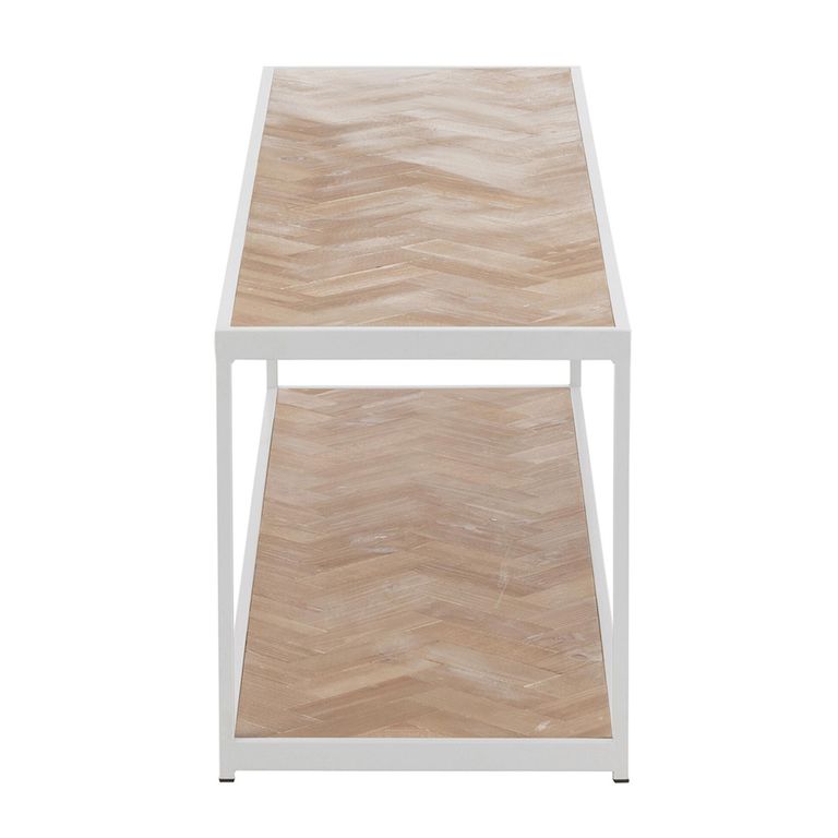 Zigzag Coffee Table - Narrow - Natural and White - Wood and Metal