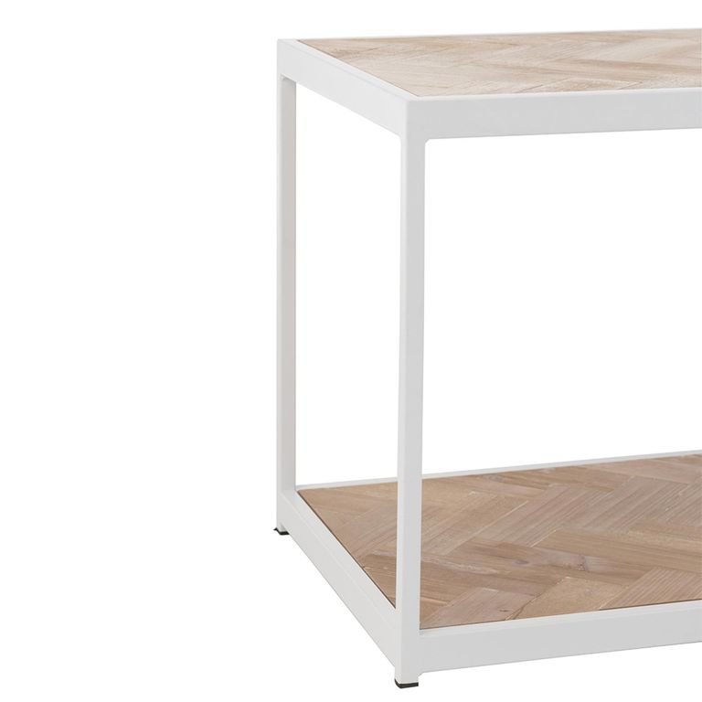 Zigzag Coffee Table - Narrow - Natural and White - Wood and Metal