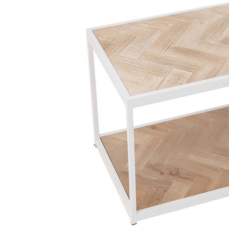 Zigzag Coffee Table - Narrow - Natural and White - Wood and Metal