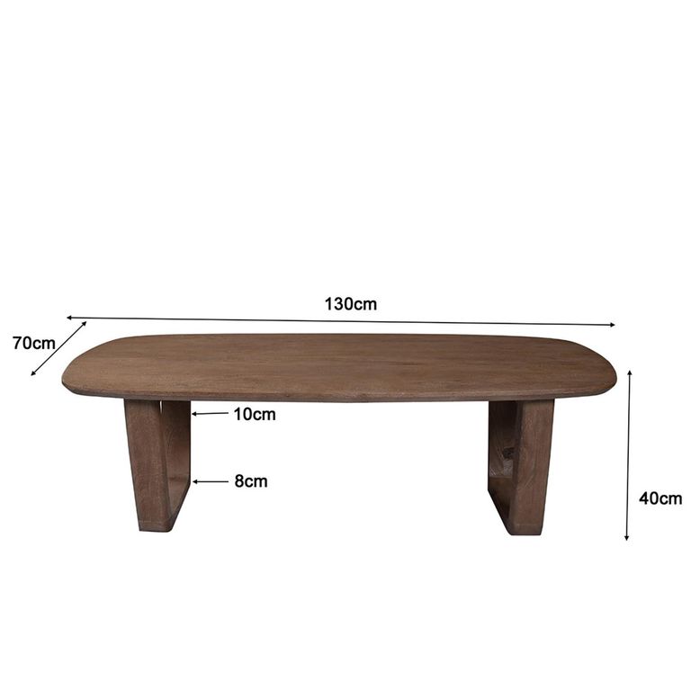 Cortez Coffee Table - U Legs - Oval - Low - Brown - Mango Wood