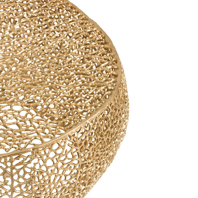 Coffee Table - Round - Coral Pattern - Gold Fretwork - Aluminium