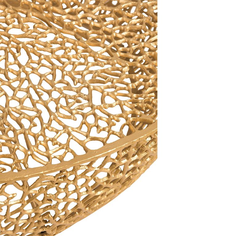Coffee Table - Round - Low - Coral Pattern - Gold Fretwork - Aluminium