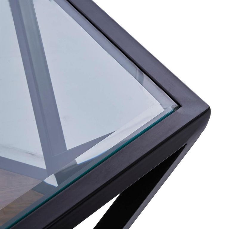 Cibo Coffee Table - Pentagonal - Clear Glass with Black Metal