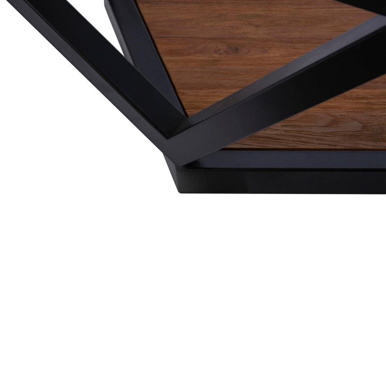Cibo Coffee Table - Pentagonal - Clear Glass with Black Metal